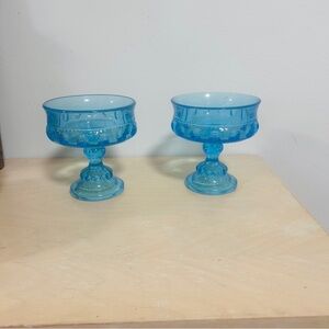 Blue Glass Pedestal Bowl decor beach turquoise